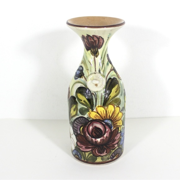Vintage Italian Ceramic Vase or Carafe, Signed S.C. Castelli Hand Painted Floral - Picture 1 of 8